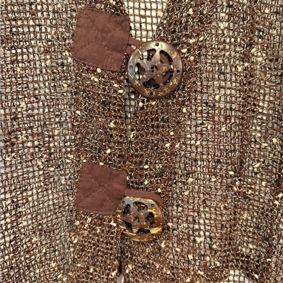 Kaktus Brown Bronze Open Knit Western Boho Cardigan Shrug Vintage Size Large - Picture 5 of 11